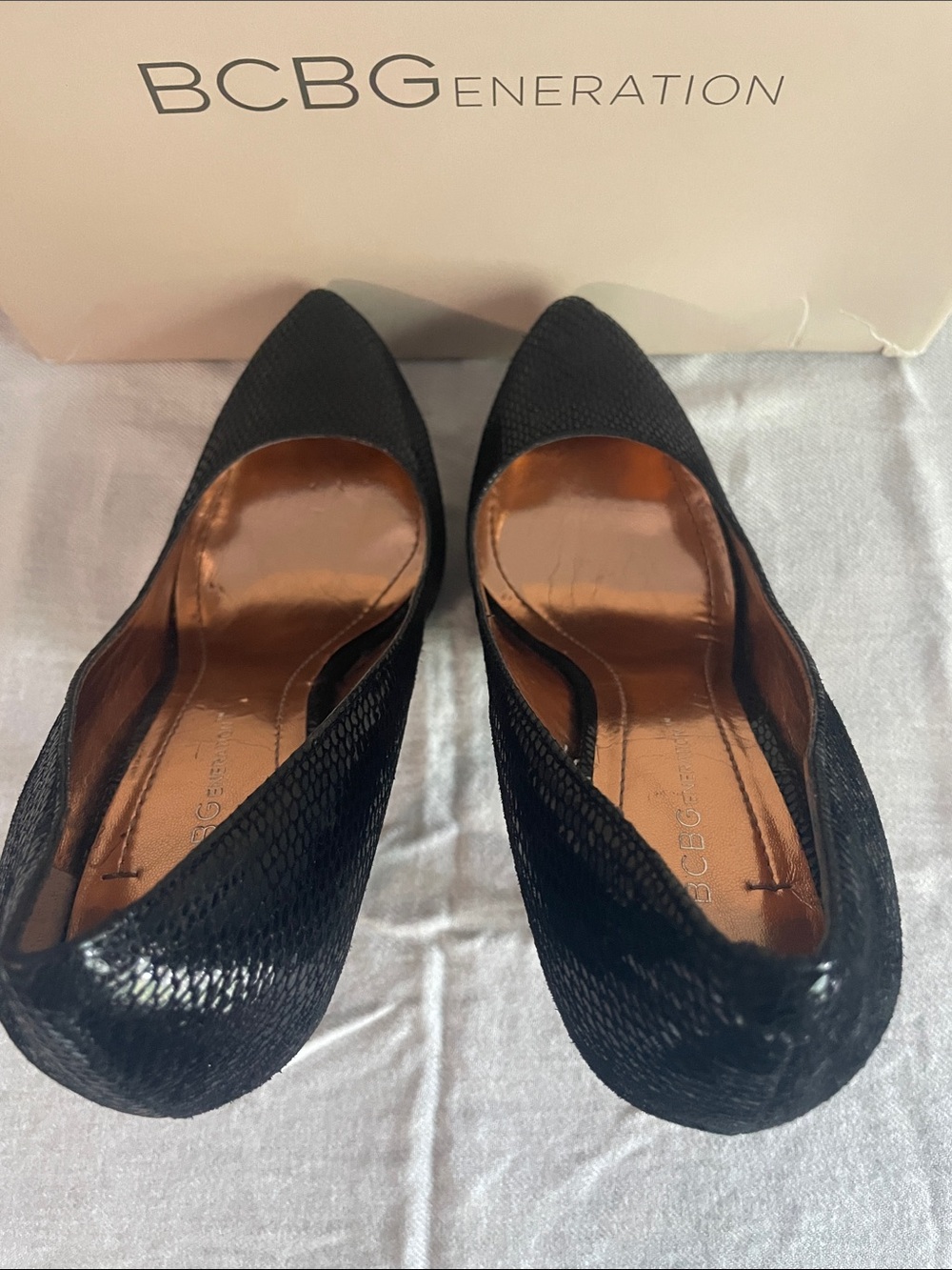 BCBG Black Textured Platform Stiletto Pumps - Picture 3 of 8